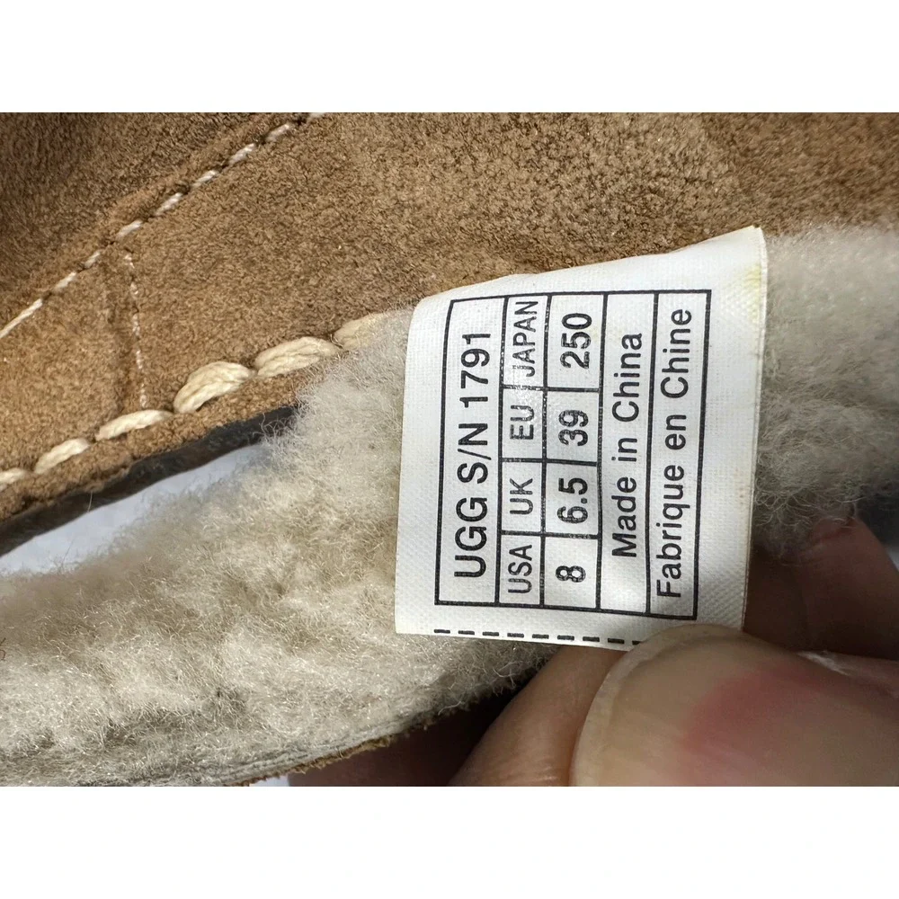 UGG Australia 1791 Leather Shearling Lined Thong Sandals Brown Mens 8 Womens 9.5